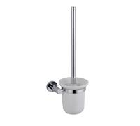 Nes Home Round Style Brass Wall Mounted Round Bathroom Toilet Brush Holder Chrome in Silver Nes Home Silver