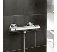 Nes Home Round Thermostatic Bar Exposed Shower Valve in Silver Nes Home Silver