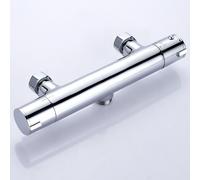 Nes Home Round Thermostatic Bar Shower Valve Chrome in Metallic Silver Nes Home Metallic Silver