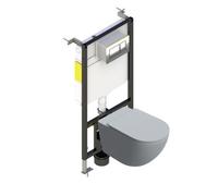 Nes Home Round Tornado Flush Round Matte Grey Wall Hung Rimless Toilet With Frame & Flush Plate