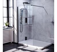 Nes Home Samoa 1000mm Wet Room 8mm Tempered Glass Screen & Support Bar Matte Black