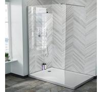 Samoa 1200mm Wet Room Panel 8mm Tempered Glass & Chrome Support Bar ABS