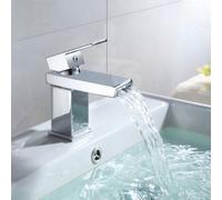 Nes Home Saturn Modern Design Cloakroom Basin Sink Square Waterfall Mono Mixer Tap