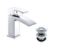 Nes Home Seirra Bathroom Waterfall Basin Mono Mixer Tap & Waste Chrome