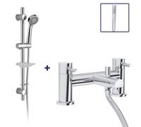 Nes Home Shower Handset And Adjustable Slider Riser Rail Kit With Bath Shower Mixer Tap