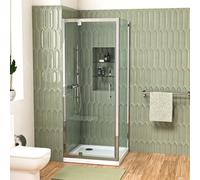 Nes Home Shower Pivot Door 700mm X 1850mm & 700mm Side Panel With Tray And Waste