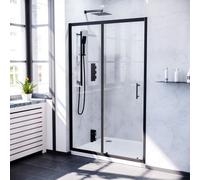Nes Home Slider Door 6mm Clear Glass 1700mm X 1850mm Matte Black