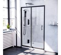 Nes Home Slider Door 6mm Clear Glass 1700mm x 1850mm Matte Black