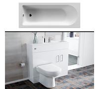 Nes Home Slimline Vanity Basin Wc Toilet And Round Single Ended Bath Tub Bathroom Suite