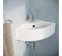 Nes Home Small Quarter Corner Wall Mounted Basin with Mono Mixer Tap & Waste 465 x 325mm in Silver Nes Home Silver