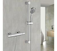 Nes Home Solid Brass Slider Rail Shower Kit Thermostatic Valve Chrome + Easy Fit