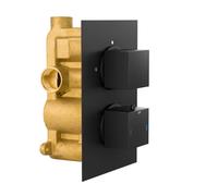 Nes Home Square 2 Dial 1 Outlet Concealed Thermostatic Shower Matt Black