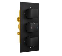 Orta Square 3 Dial 2 Outlet Black Matt Concealed Thermostatic Shower Valve