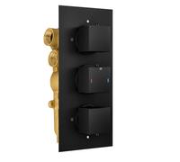 Nes Home Square 3 Dial 3 Outlet Concealed Thermostatic Shower Matt Black