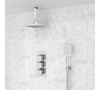 Nes Home Square 3 Way Concealed Shower Mixer Valve Ceiling Shower Head Handset Bath Filler Set Chrome