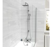 Nes Home Square Chrome 2 Ways Exposed Shower Mixer Riser Rail & Handset