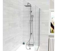Nes Home Square Chrome Exposed Shower Mixer Thermostatic Riser Rail & Handset