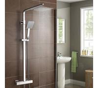 Nes Home Square Chrome Exposed Twin Head Thermostatic Mixer Shower