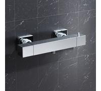 Nes Home Square Chrome Thermostatic Shower Bar Valve Single Outlet Wall Mounted