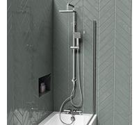 Nes Home Square Exposed Shower Set Handset & Thermostatic Bath Filler - Chrome
