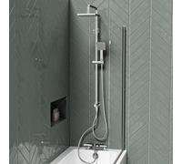 Nes Home Square Exposed Shower Set Handset & Thermostatic Bath Filler - Chrome