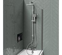 Nes Home Square Exposed Shower Set Handset & Thermostatic Bath Filler - Chrome in Silver | Size: 200mm x 1500mm Nes Home Silver 200mm x 1500mm