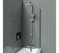 Nes Home Square Exposed Shower Set, Single Mode Handset & Bath Filler - Chrome