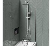 Nes Home Square Exposed Shower Set, Single Mode Handset & Bath Filler - Chrome in Silver | Size: 200mm x 1500mm Nes Home Silver 200mm x 1500mm
