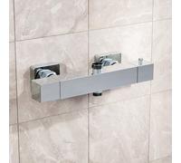 Nes Home Square Modern Chrome Exposed Thermostatic Shower Mixer Bar Valve