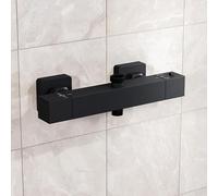 Nes Home Square Modern Matte Black Exposed Thermostatic Shower Mixer Bar Valve