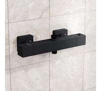 Nes Home Square Modern Matte Black Exposed Thermostatic Shower Mixer Bar Valve