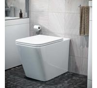 Luxury Square Rimless Back to Wall Toilet Pan with UF Seat White