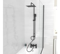 Nes Home Square Shower Bath Mixer Tap, Handset & Riser Rail Kit Matte Black Nes Home Black