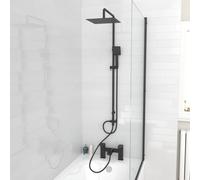 Nes Home Square Shower Mixer With Bath Tap, Handset & Riser Rail Kit Matte Black Nes Home Black