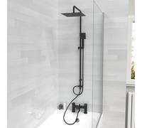 Nes Home Square Shower Riser Rail Kit With Bath Mixer & Handset Matte Black