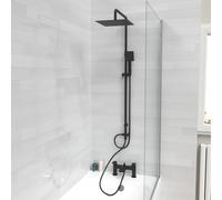 Nes Home Square Shower Riser Rail Kit With Mixer Tap & Handset Matte Black