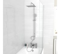 Nes Home Square Shower Waterfall Mixer Tap, Handset & Riser Rail Kit Chrome in Silver Nes Home Silver