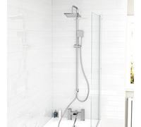 Nes Home Square Shower Waterfall Mixer Tap, Handset & Riser Rail Kit Chrome