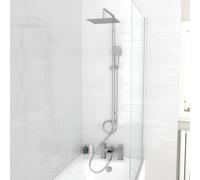 Nes Home Square Shower Waterfall Mixer Tap, Handset & Riser Rail Kit Chrome in Silver Nes Home Silver