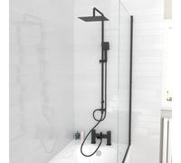 Nes Home Square Shower Waterfall Mixer Tap, Handset & Riser Rail Kit Matte Black Nes Home Black