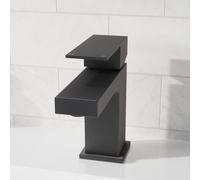 Nes Home Square Single Lever Bathroom Matte Black Basin Mono Mixer Tap & Waste