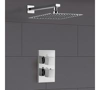 Nes Home Square Thermostatic Concealed Mixer 2 Dial 1 Outlet + 300mm Shower Head + Arm