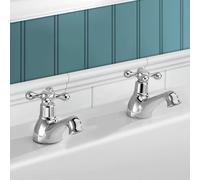 Nes Home Stafford Traditional Deck Mounted Bathroom Bath Taps Hot & Cold Pair Victorian