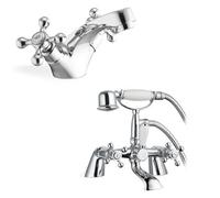 Nes Home Stafford Victorian Bath Shower Mixer & Basin Mono Mixer Tap