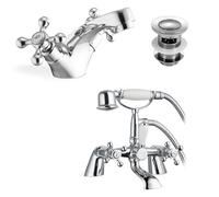 Nes Home Stafford Victorian Bath Shower Mixer Basin Mono Mixer Tap And Waste
