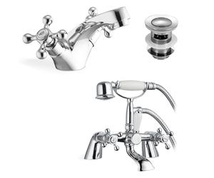 Nes Home Stafford Victorian Bath Shower Mixer Basin Mono Mixer Tap And Waste