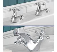 Nes Home Stratford Bath Taps & Basin Mono Mixer Tap Chrome