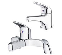 Nes Home Studio Chrome Bathroom Basin Mono Mixer Tap & Deck Mounted Bath Filler Tap