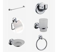 Nes Home Swan Modern 6 Piece Chrome Bathroom Toilet Accessory Pack