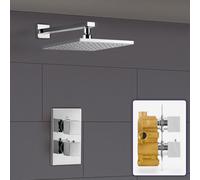 Nes Home Temel Square 1 Outlet Concealed Thermostatic Shower Mixer Set - Shower Head